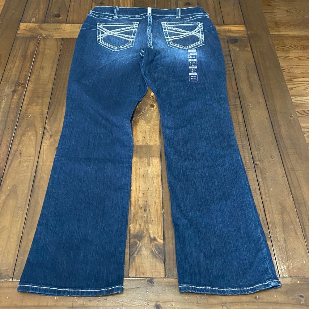 NWOT Ariat Women's R.E.A.L. Mid Rise Entwined Boot Cut Jeans 16WL Western - Picture 3 of 11